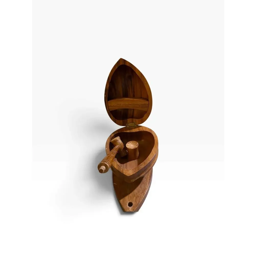 MCM Vintage Hand Carved Monkey Pod Wood Walnut Nut Bowl Set with Mallet